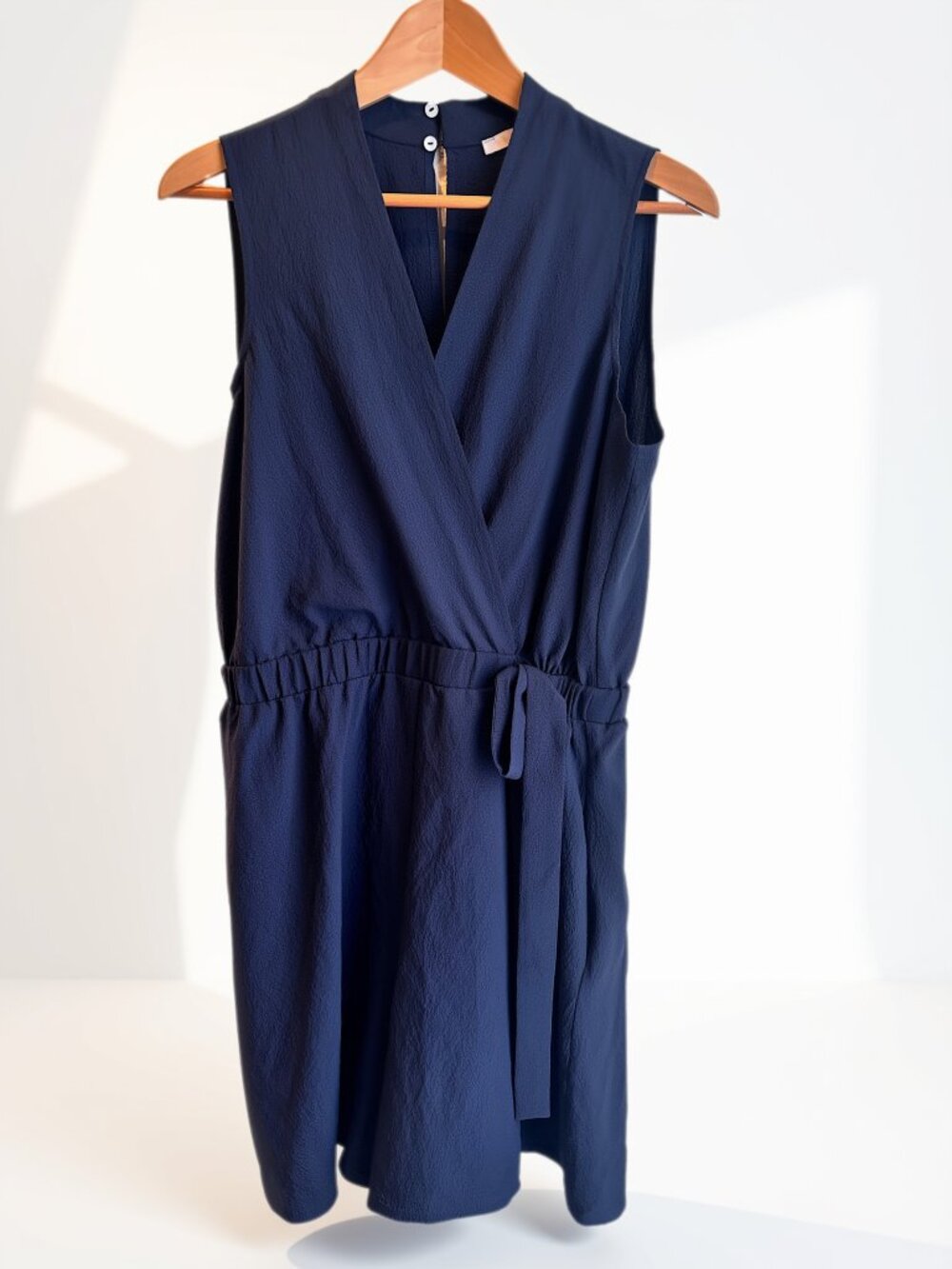 Studio One New York Navy Sleeveless Wrap Romper Tie Waist